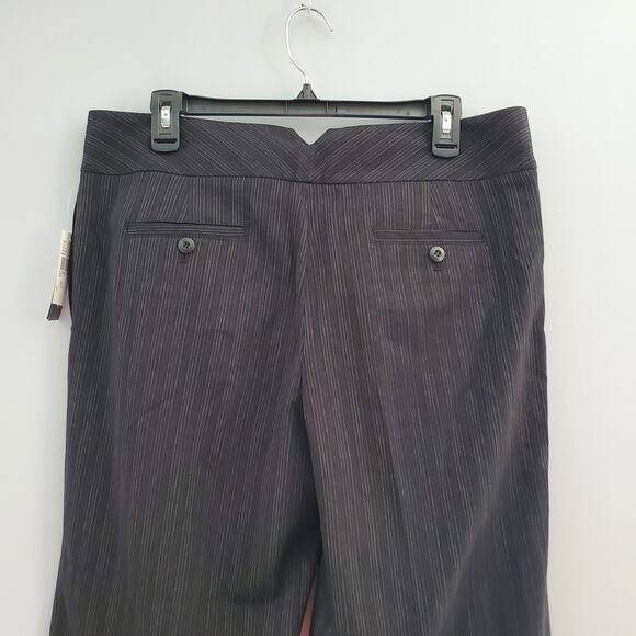 AB Studio Stretch Black Striped Wide Leg Cuffed Pants Size 12 - Picture 4 of 8